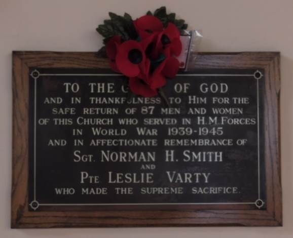 Second World War Memorial commemorating the soldiers killed in action from the congregation of Whitehall Road Methodist Church, Bensham, Gateshead.