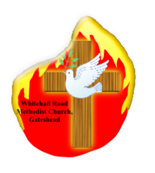 Dove and tongues and fire illustration of Whitehall Road Methodist Church.